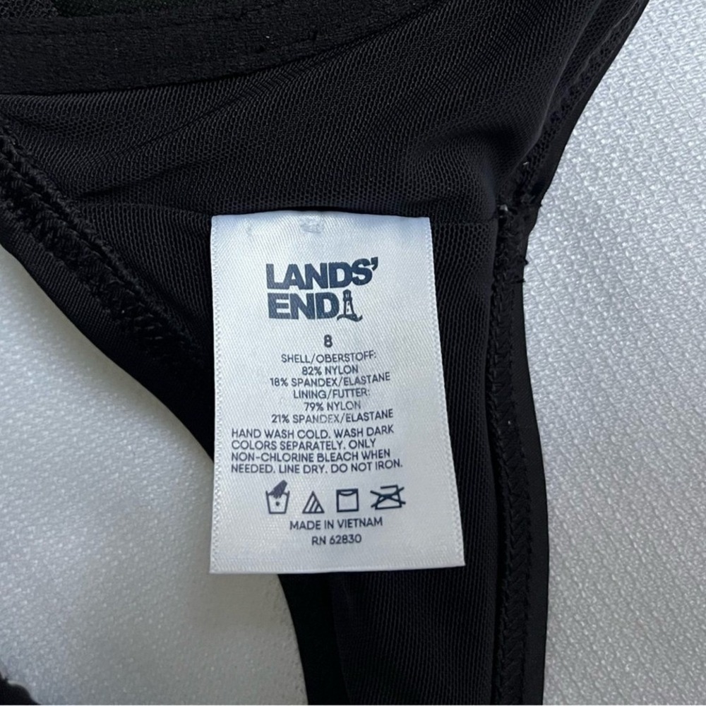 Lands End Swim Twist Wrap Front Bikini Top Womens 8 Black Underwire NWOT - Picture 7 of 11